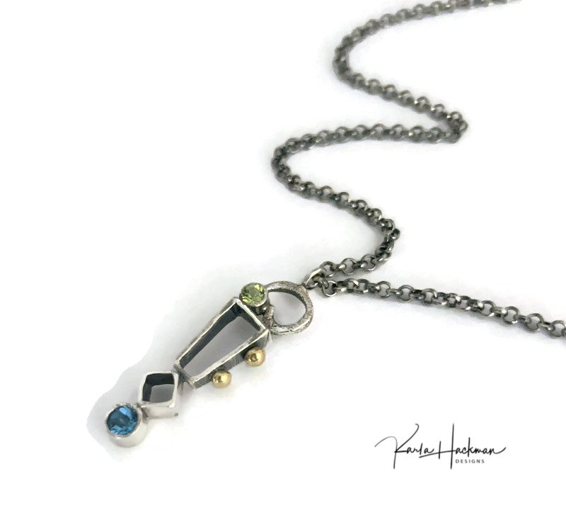 Geometric Statement Pendant Silver and Gold