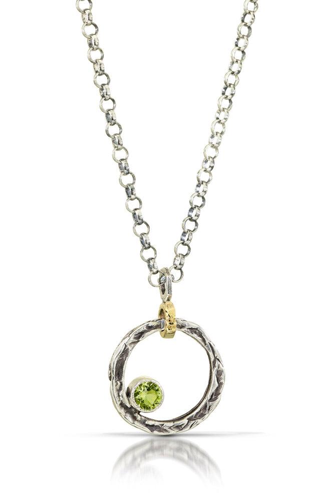 Floating Circle Vineyard Pendant in Peridot - Karla Hackman Designs