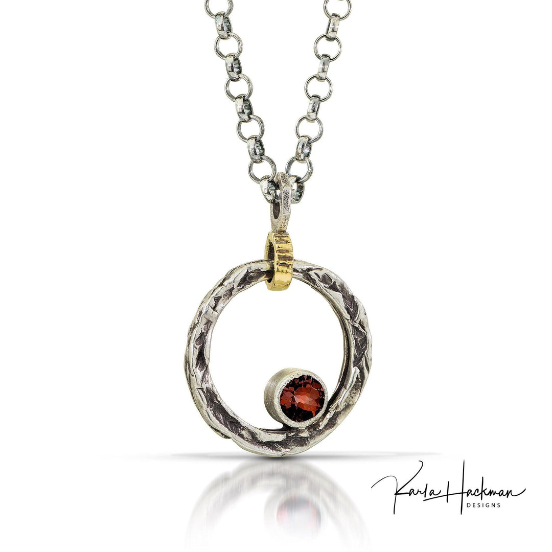Floating Circle Vineyard Pendant in Peridot - Karla Hackman Designs