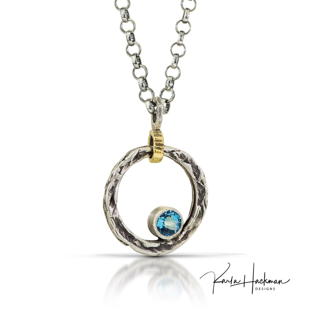 Floating Circle Vineyard Pendant with Topaz - Karla Hackman Designs
