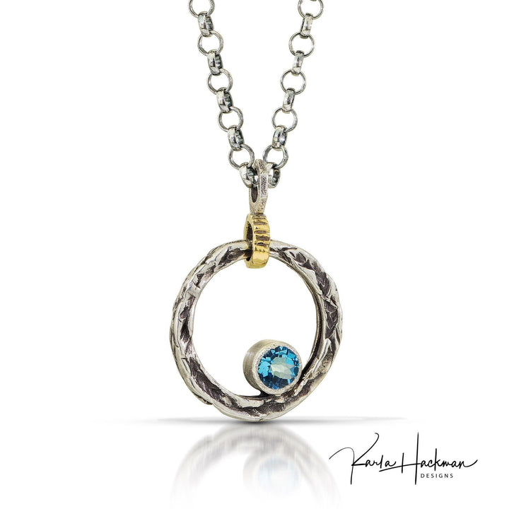 Floating Circle Vineyard Pendant with Topaz - Karla Hackman Designs