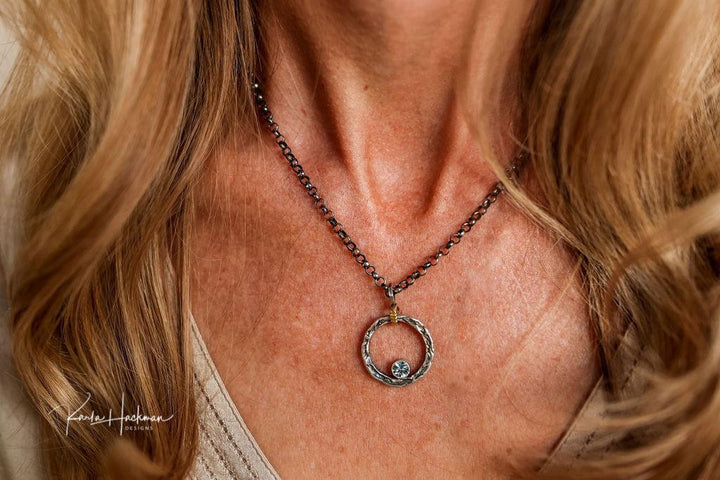 Floating Circle Vineyard Pendant in Peridot - Karla Hackman Designs