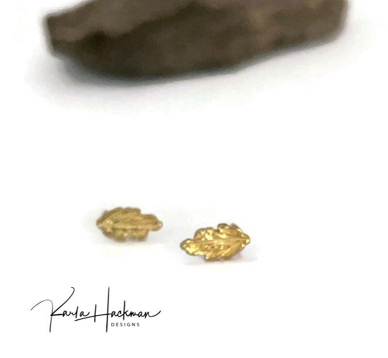 18 Karat Gold Leaf Studs - Karla Hackman Designs