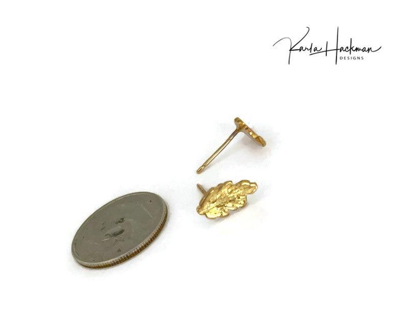 18 Karat Gold Leaf Studs - Karla Hackman Designs