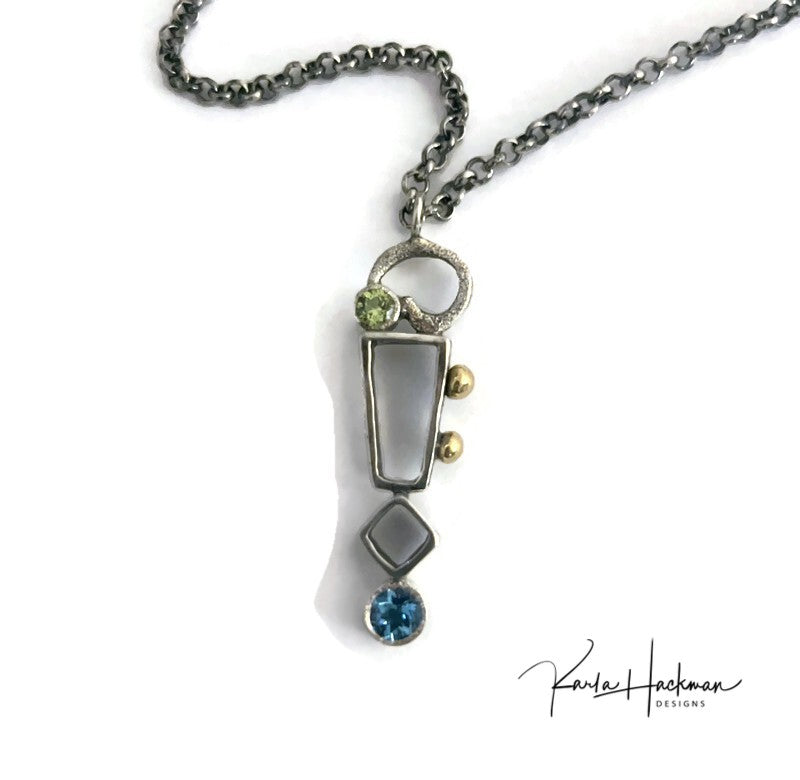Geometric Statement Pendant Silver and Gold