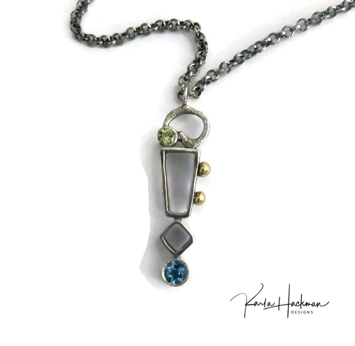 Geometric Statement Pendant Silver and Gold