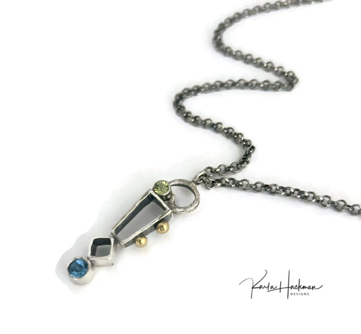 Geometric Statement Pendant Silver and Gold