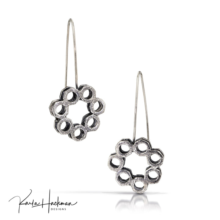 Silver Honeycomb Earrings - Karla Hackman Designs