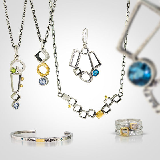 Geometric Statement Pendant Silver and Gold