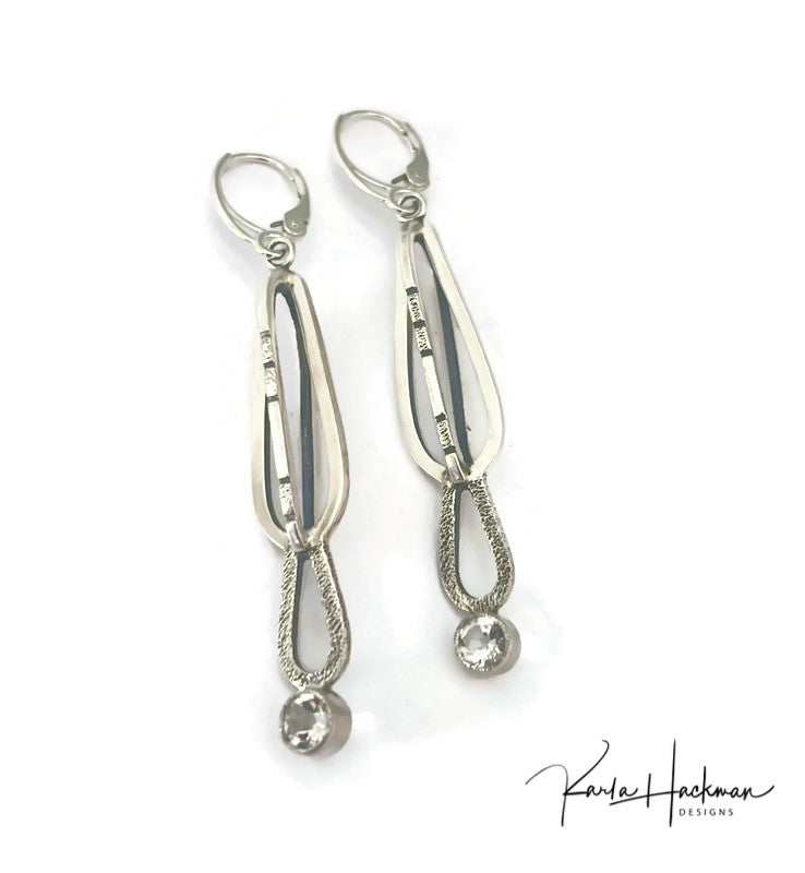 3D Sculptural Sterling Silver Earrings with Gemstones - Karla Hackman Designs