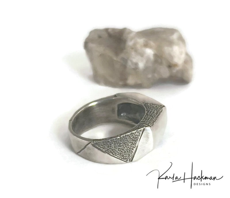 Faceted Chunky Silver Ring-Karla Hackman Designs
