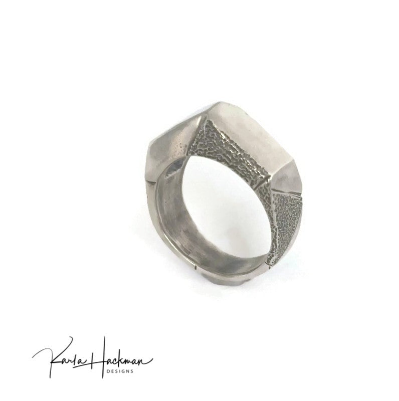 Faceted Chunky Silver Ring-Karla Hackman Designs