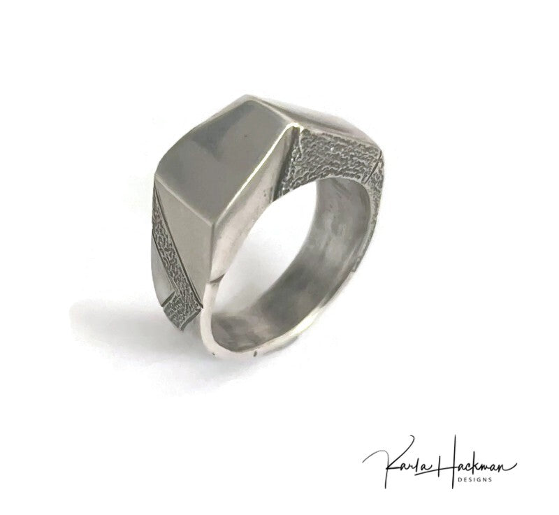 Faceted Chunky Silver Ring-Karla Hackman Designs