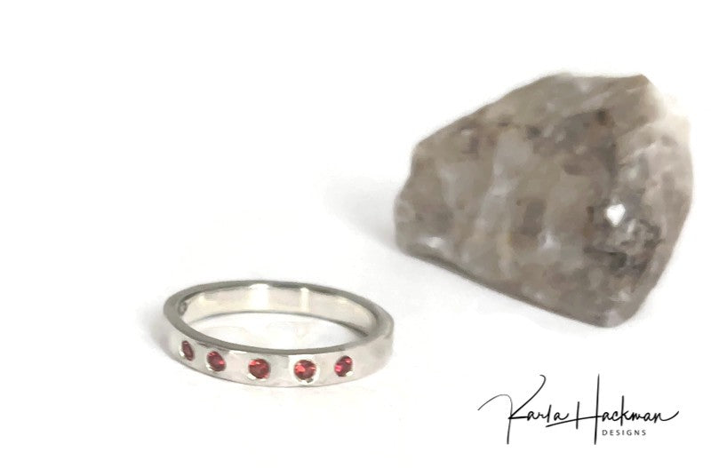 Red Sapphire Skinny Ring -Karla Hackman Designs