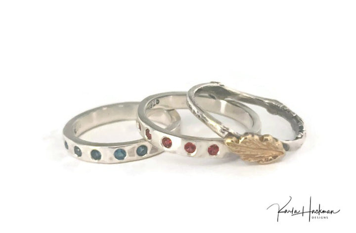 Ring Stack with Red Sapphire Band-Karla Hackman