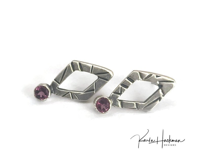 Marquis Stud with Pink Garnets-Karla Hackman Designs
