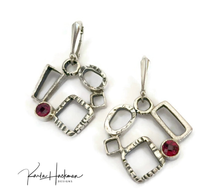 Silver Geometric Freeform Earrings