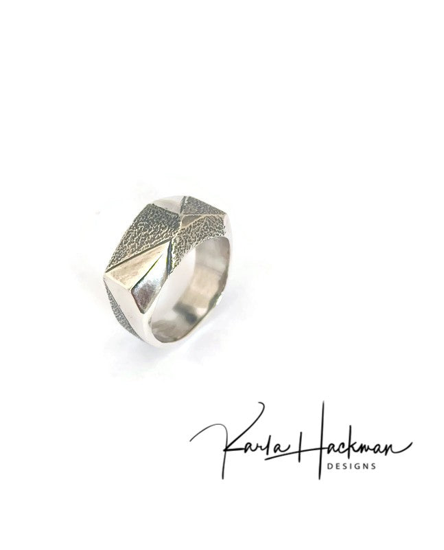 contemporary faceted silver ring-Karla Hackman Designs