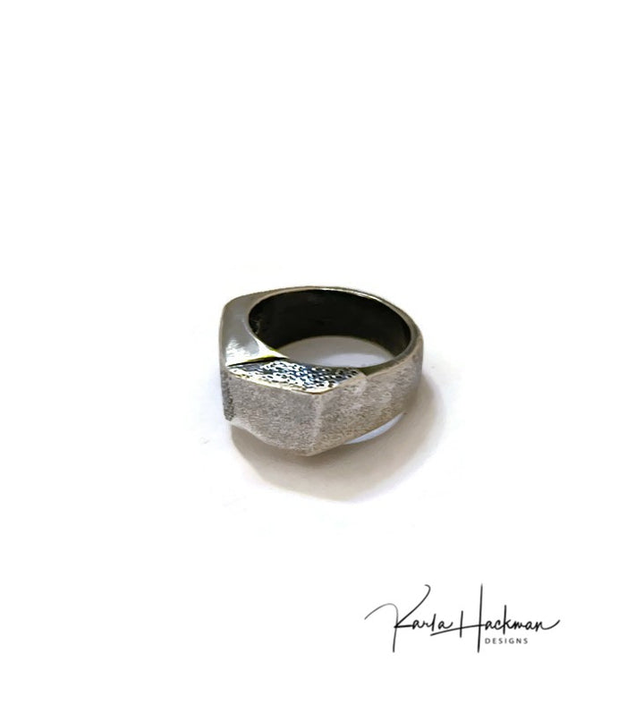 contemporary faceted silver ring-Karla Hackman Designs