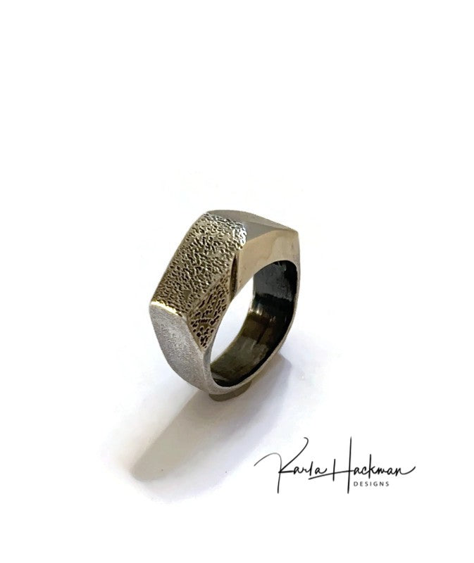 contemporary faceted silver ring-Karla Hackman Designs