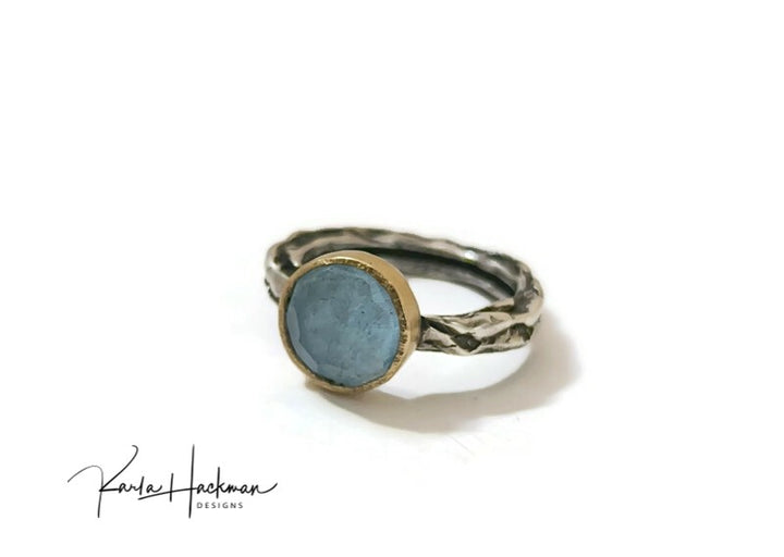 aquamarine rosecut ring-Karla Hackman Designs
