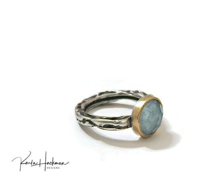 aquamarine rosecut ring-Karla Hackman Designs