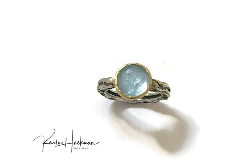 aquamarine rosecut ring-Karla Hackman Designs