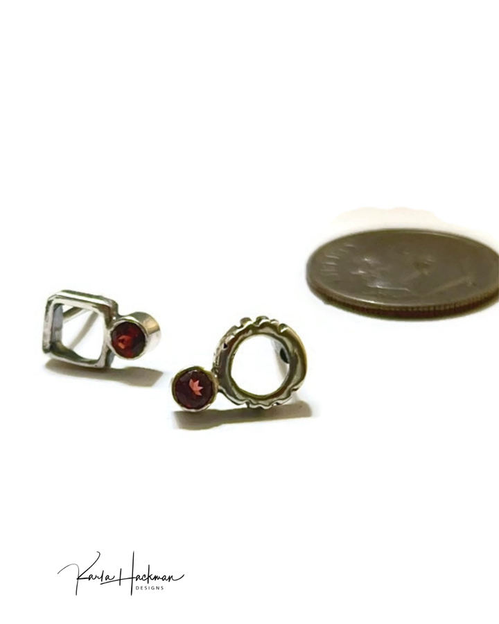 Petite Circle Square Studs