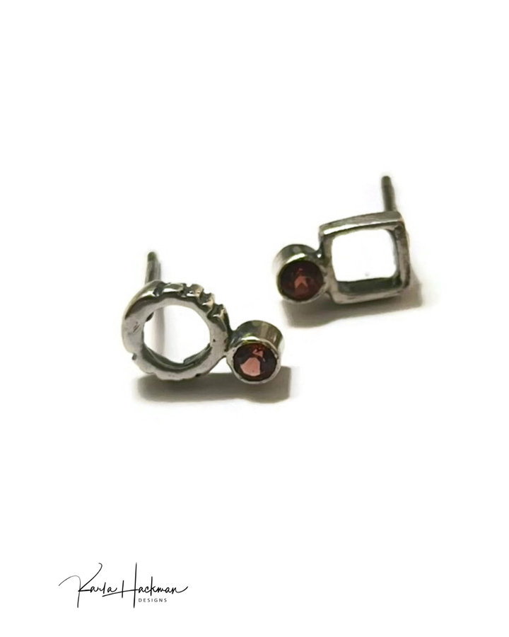 Petite Circle Square Studs