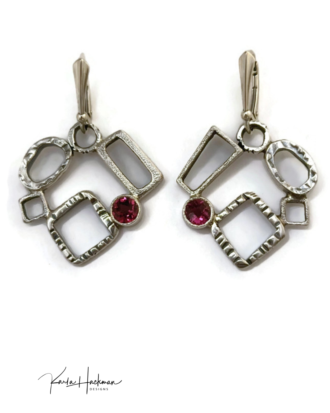 Silver Geometric Freeform Earrings