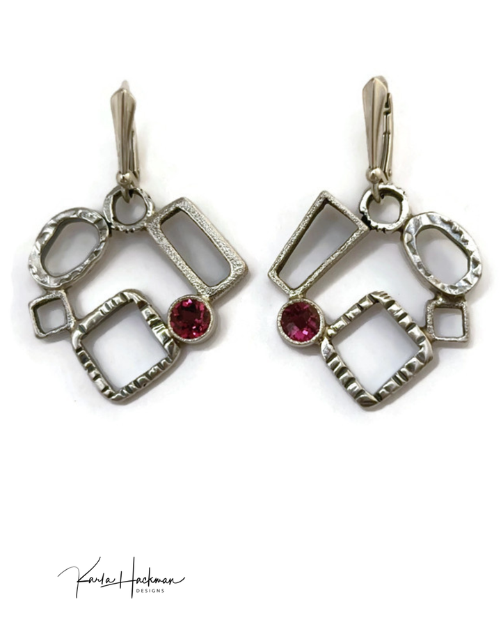 Silver Geometric Freeform Earrings