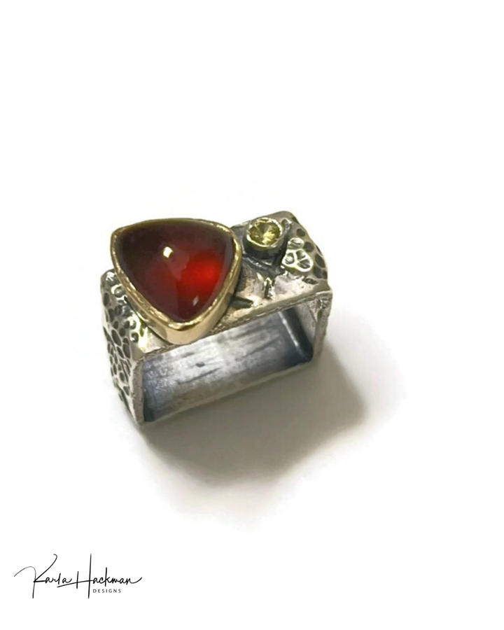 Garnet Triangle Ring