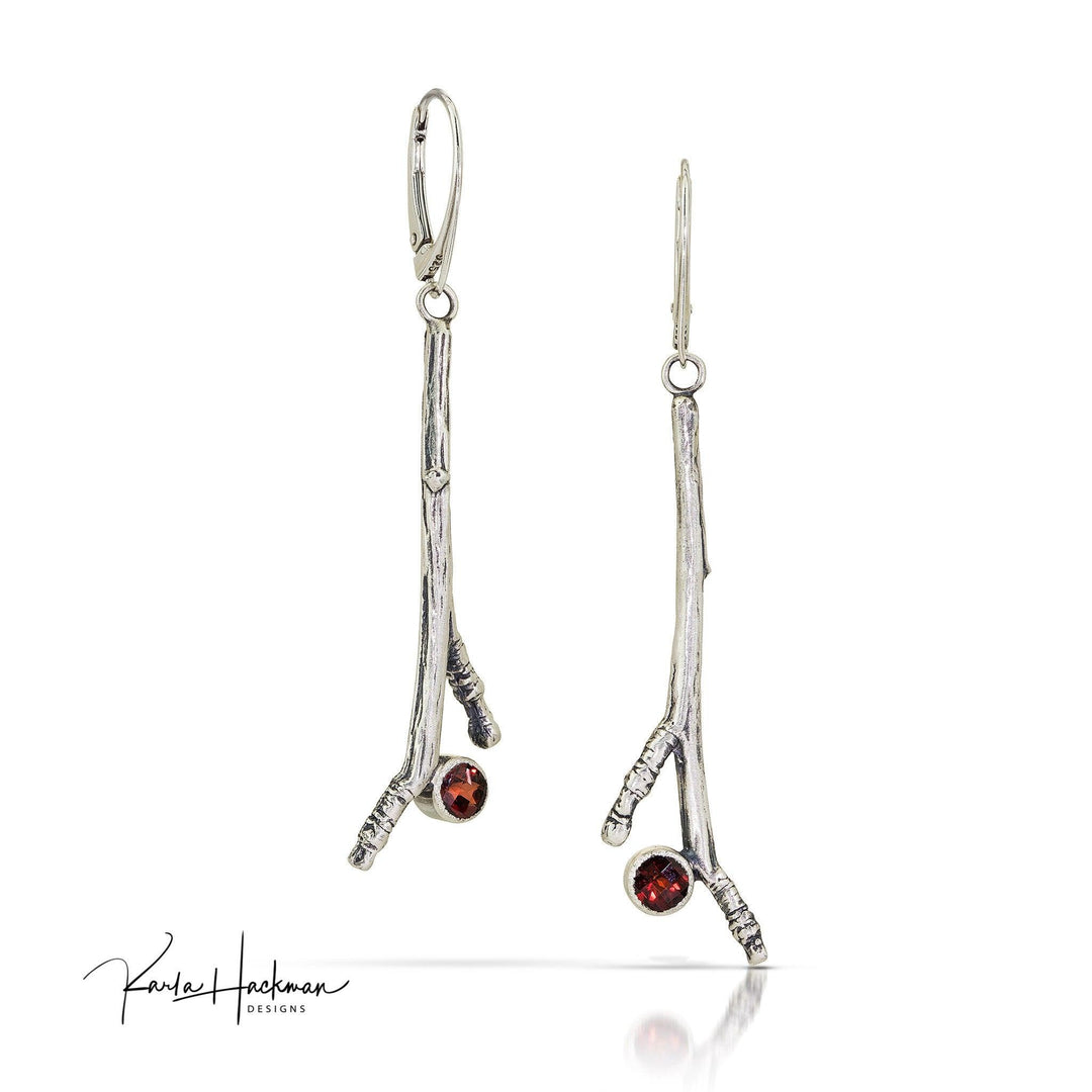 Apple Branch Earrings in Sterling Silver - Karla Hackman Designs