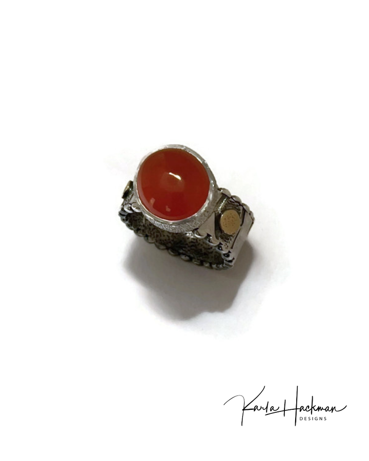 Oval Orange Chalcedony Ring
