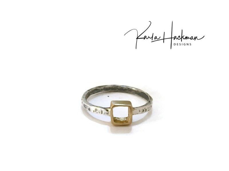 Cube Ring in Sterling Silver and Gold - Karla Hackman Designs