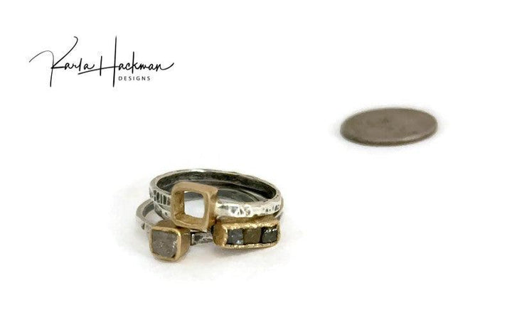 Cube Ring in Sterling Silver and Gold - Karla Hackman Designs