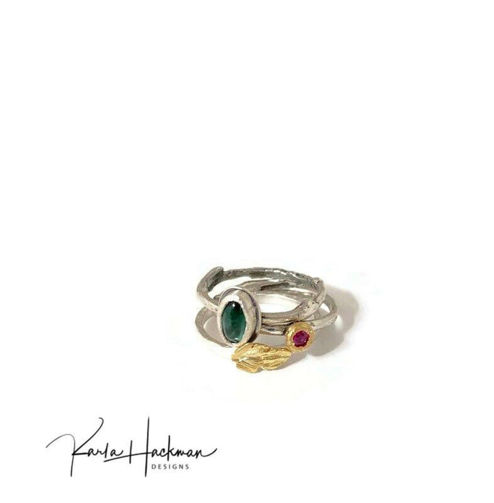 18 Karat Gold Leaf Stack Ring - Karla Hackman Designs