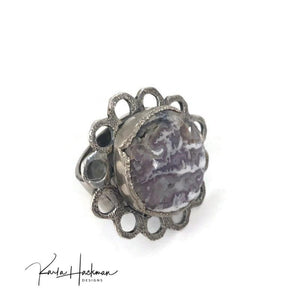 Large Floral Washer Ring with Apache Ranch Plume Agate - Karla Hackman Designs