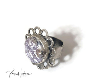 Large Floral Washer Ring with Apache Ranch Plume Agate - Karla Hackman Designs