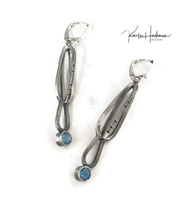 Teardrop  Silver Earrings with Gemstones - Karla Hackman Designs