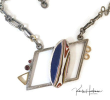 Load image into Gallery viewer, Fordite Pop Art Necklace in Sterling Silver and Gold - Karla Hackman Designs
