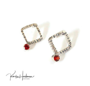 Lilting Square Studs with Garnets - Karla Hackman Designs