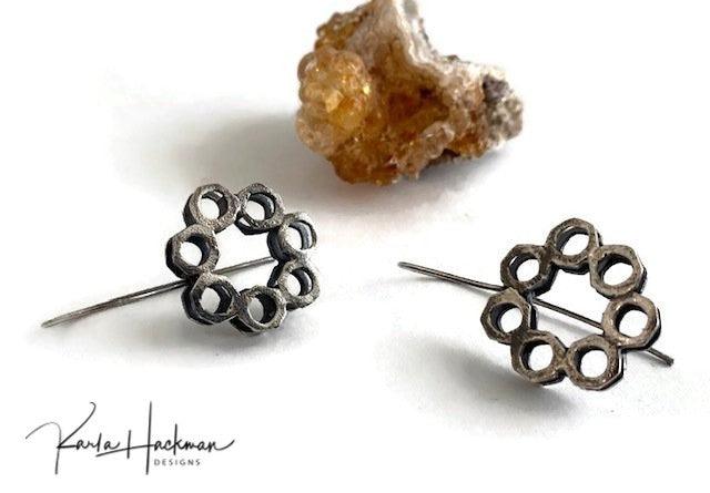 Silver Honeycomb Earrings - Karla Hackman Designs